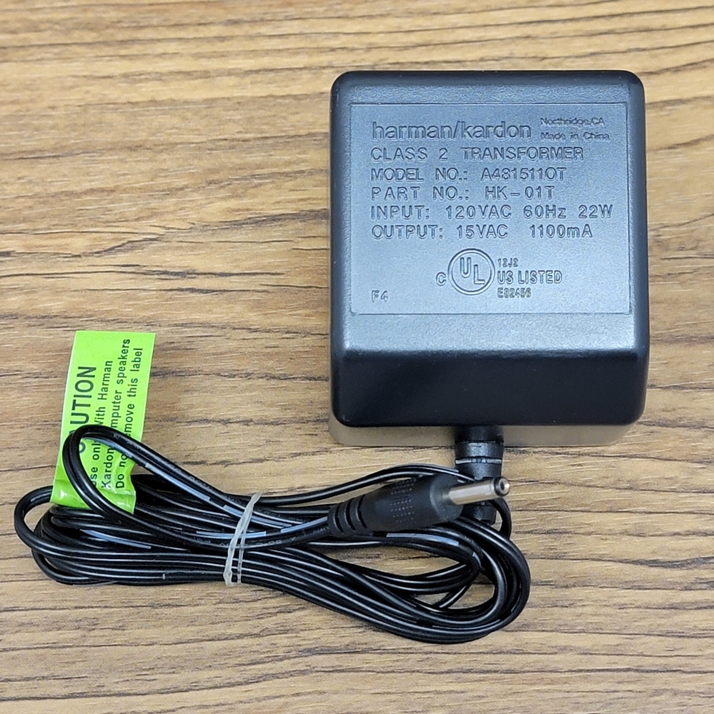 Genuine Harman Kardon Model: A481511OT Power Adapter P/N: HK-01T  Output: 15VAC